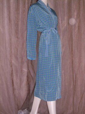 Vintage Reversible Blue Belted Robe M